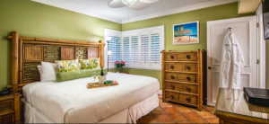 A one-bedroom suite, complete with monogrammed Boca Terry robes, at Crane’s Beach House Boutique Hotel 